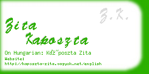 zita kaposzta business card